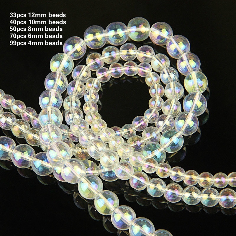 HANDMADE Chuỗi Hạt Thủy Tinh Nhiều Màu Kích Cỡ 4 / 6 / 8 / 10 / 12mm Dùng Làm Đồ Trang Sức Thủ Công