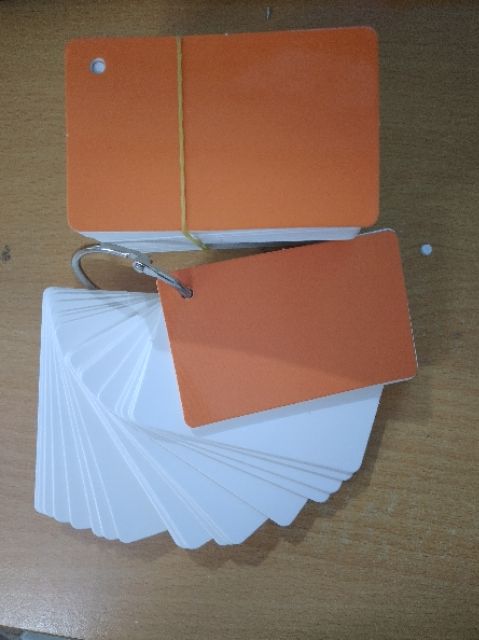 Thẻ flashcard trắng học từ vựng ngoại ngữ tiện dụng, bo góc, dày dặn, kèm khoen