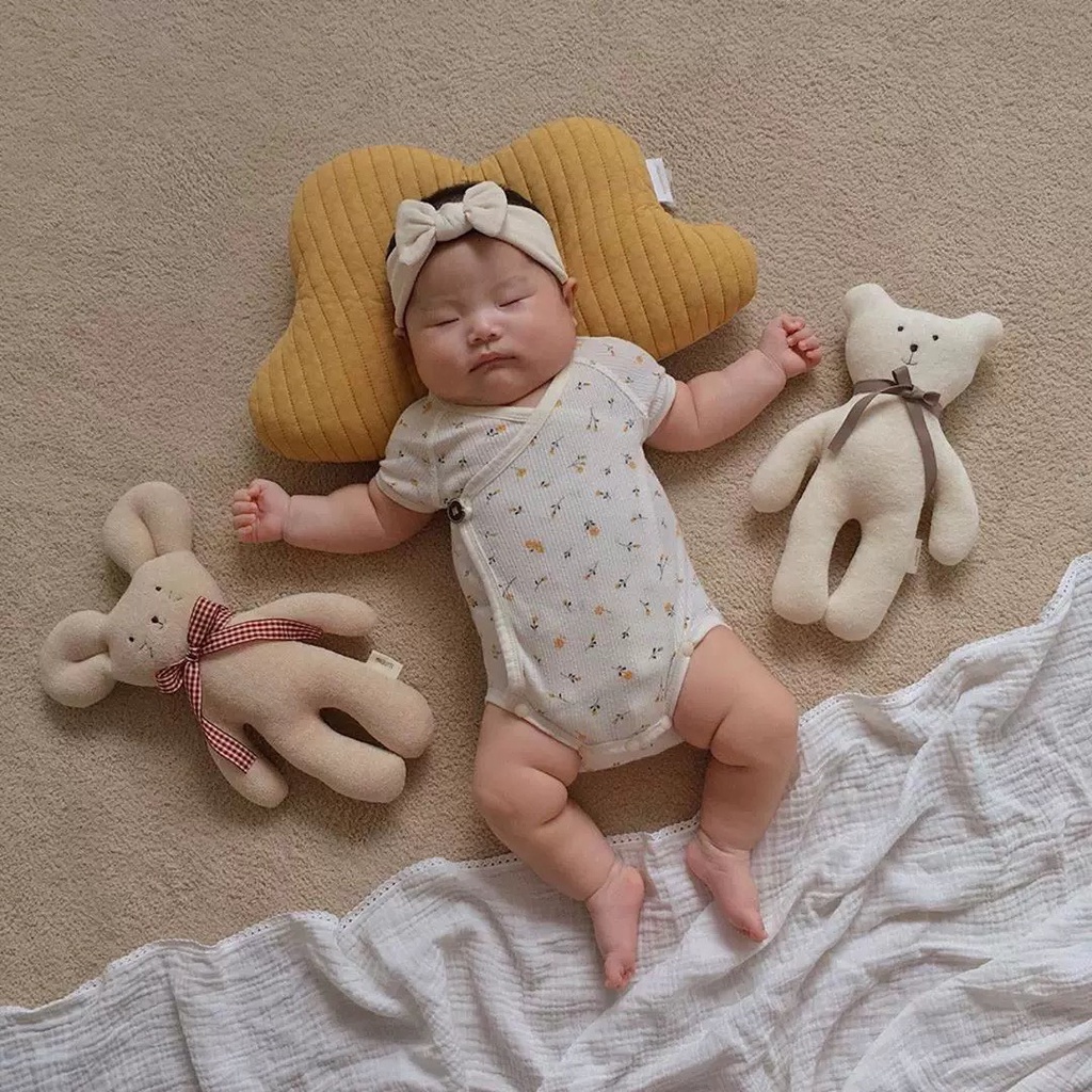 Gấu bông doudou phong cách Hàn Quốc vải đũi organic an toàn cho bé, thích hợp làm đạo cụ chụp ảnh