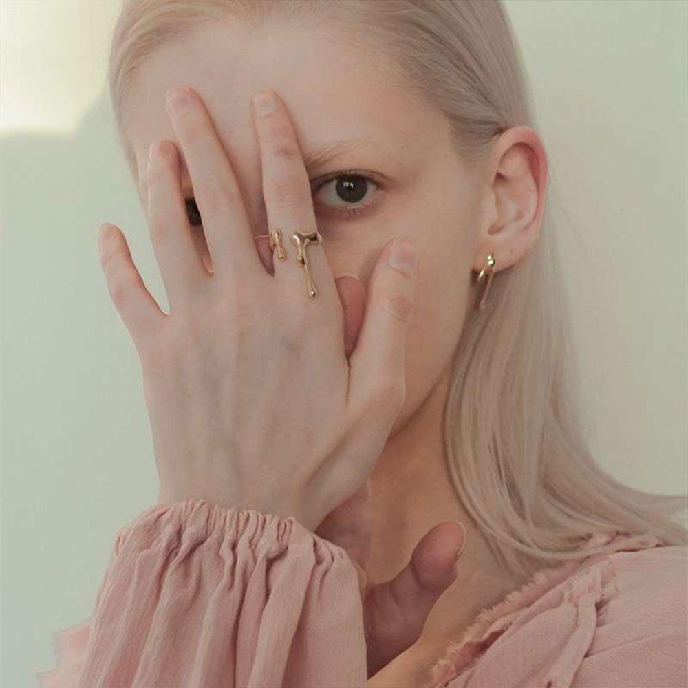 Nhẫn Hở Màu Trơn Kiểu Hàn Quốc Bất Đối Xứng 2Life Cá Tính Cho Cặp Đôi