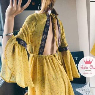 Váy maxi đi biển tay bèo xẻ lưng