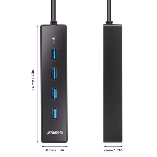 Bộ chia 4 cổng USB 3.0-Hub USB 3.0 Orico W8PH4-BK