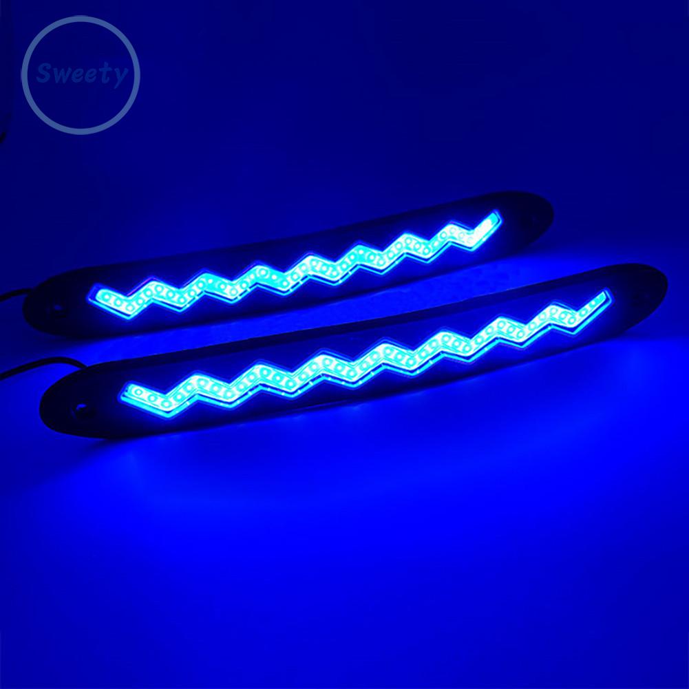 2x Car LED DRL Blue Daytime Running Light Strip Side Marker Plate Fog Lamp