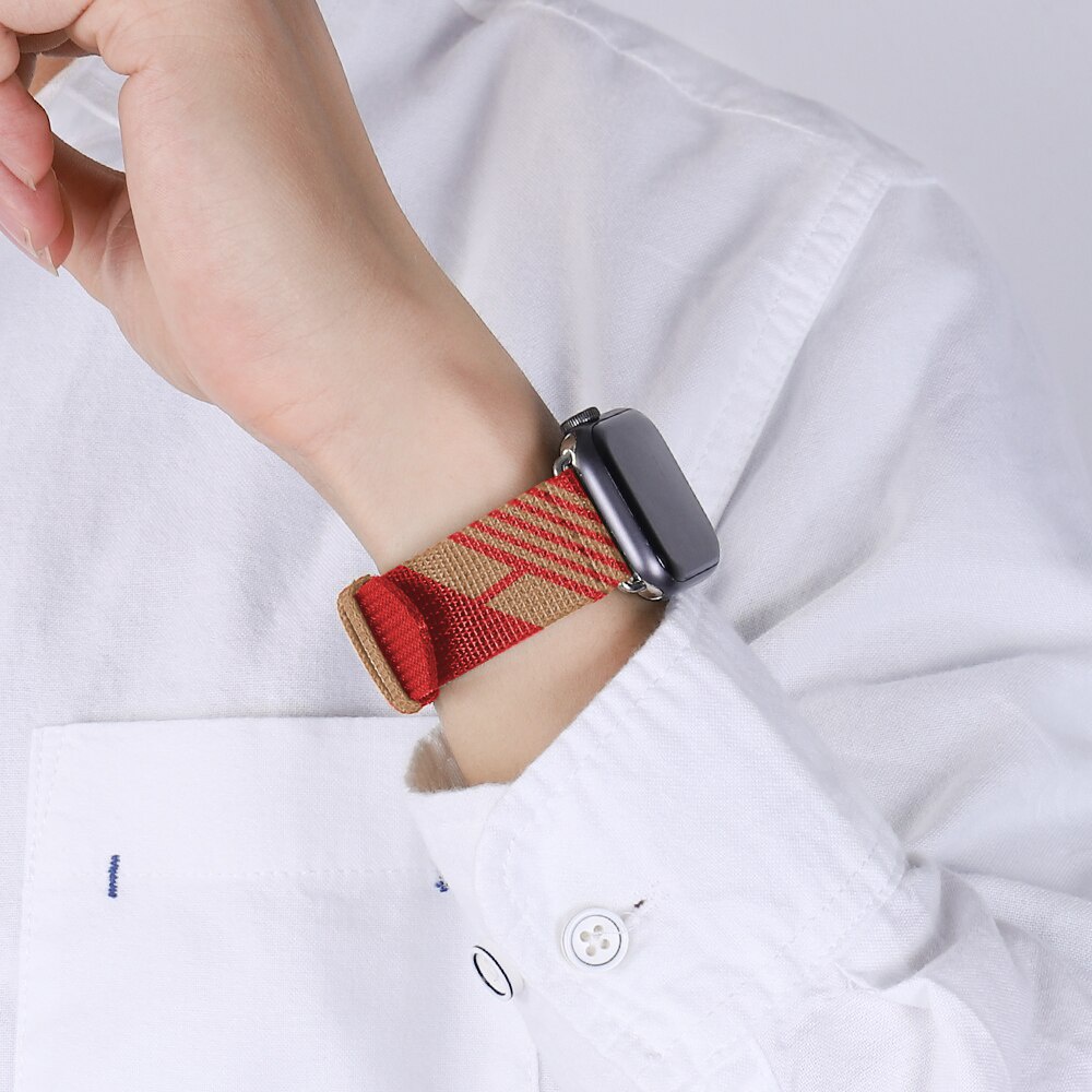 Dây đeo bằng nylon thích hợp cho đồng hồ Apple Watch 38/42Mm 40/44Mm 41/45mm Series 7 6 SE 5 4 3