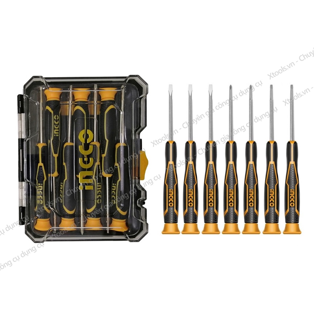 Bộ tua vít đồng hồ chuẩn 7 chi tiết INGCO HKSD0718 bộ tuốc nơ vít sửa chữa đồng hồ thép Cr-V có nam châm hút siêu cứng