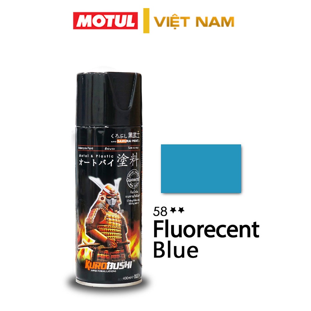 Sơn Samurai xanh dương huỳnh quang 58** chính hãng, sơn xe máy xanh 400ml kháng xăng, chống nứt nẻ tiện dụng
