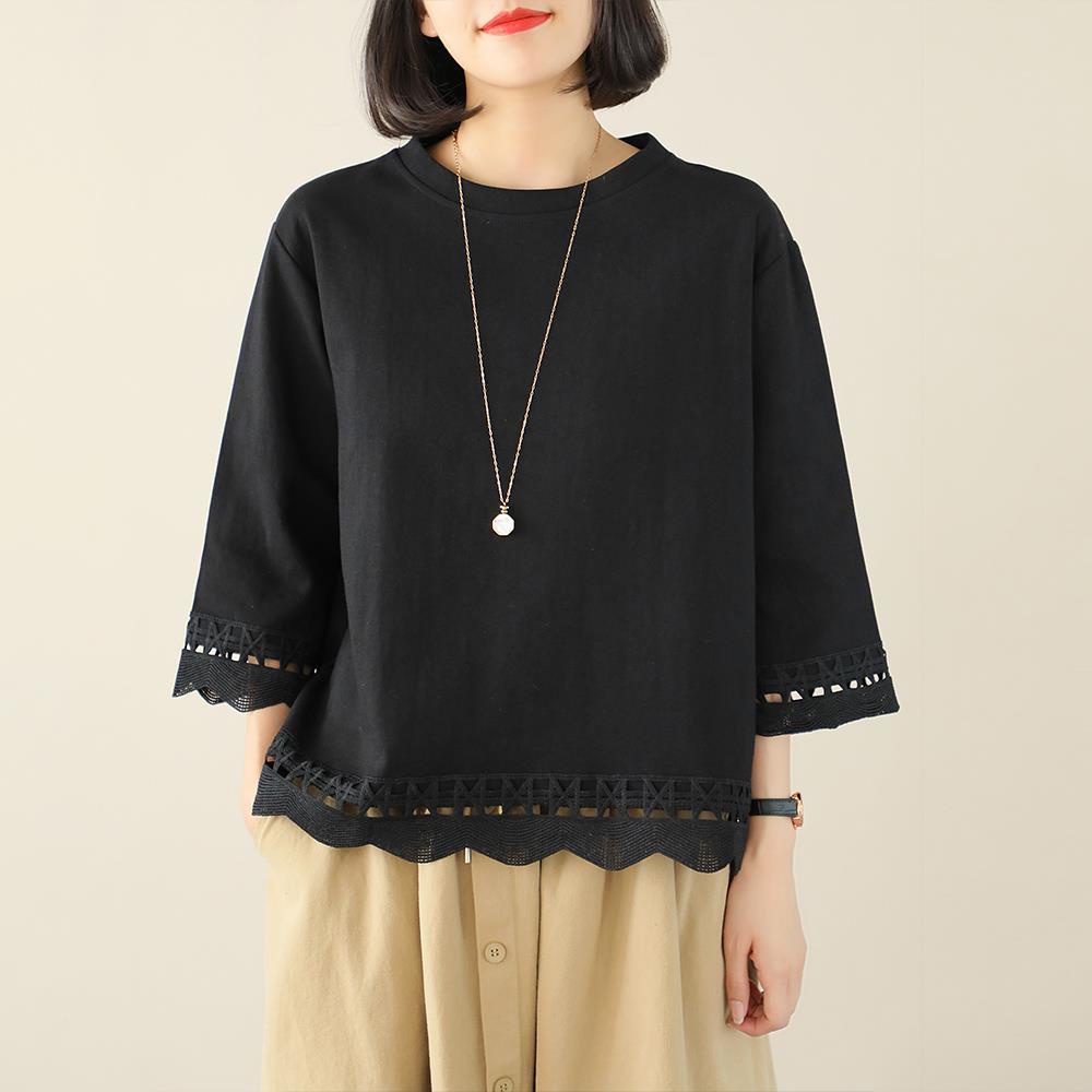 Áo Thun Cotton Nguyên Chất Cổ Tròn Phong Cách Hàn Quốc Thời Trang Xuân Hè Mới 2022 Kích Thước Lớn Dễ Phối Đồ Cho Nữ L-5xl
