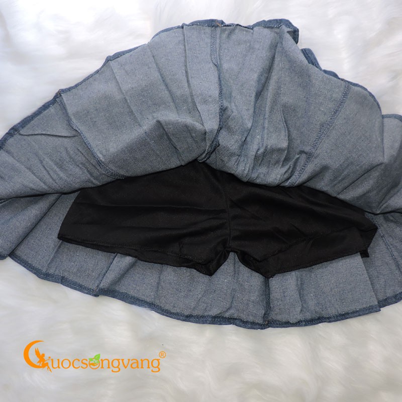 Chân váy ngắn denim xanh đậm chân váy jean lưng thun GLV146 Cuocsongvang