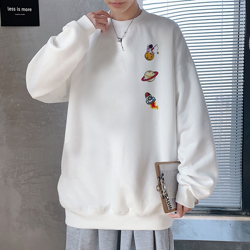 Áo Nỉ Nam Dài Tay Cổ Tròn Form Rộng Thời Trang Hàn