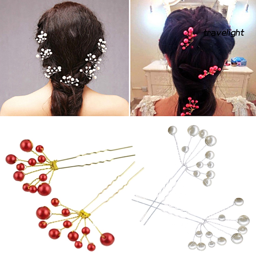 Set 2 Kẹp Tóc Đính Ngọc Trai Giả Lấp Lánh Thời Trang Dự Tiệc Cho Nữ