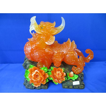 Tỳ hưu bột đá đỏ hoa phú quý KT (40 x 45 )cm -  MS 01317 - Linh vật phong thủy