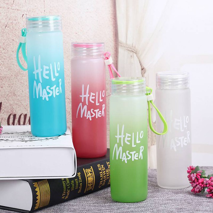 Bình nước thủy tinh Hello Master 480ML có dây xách [ SY88 ]