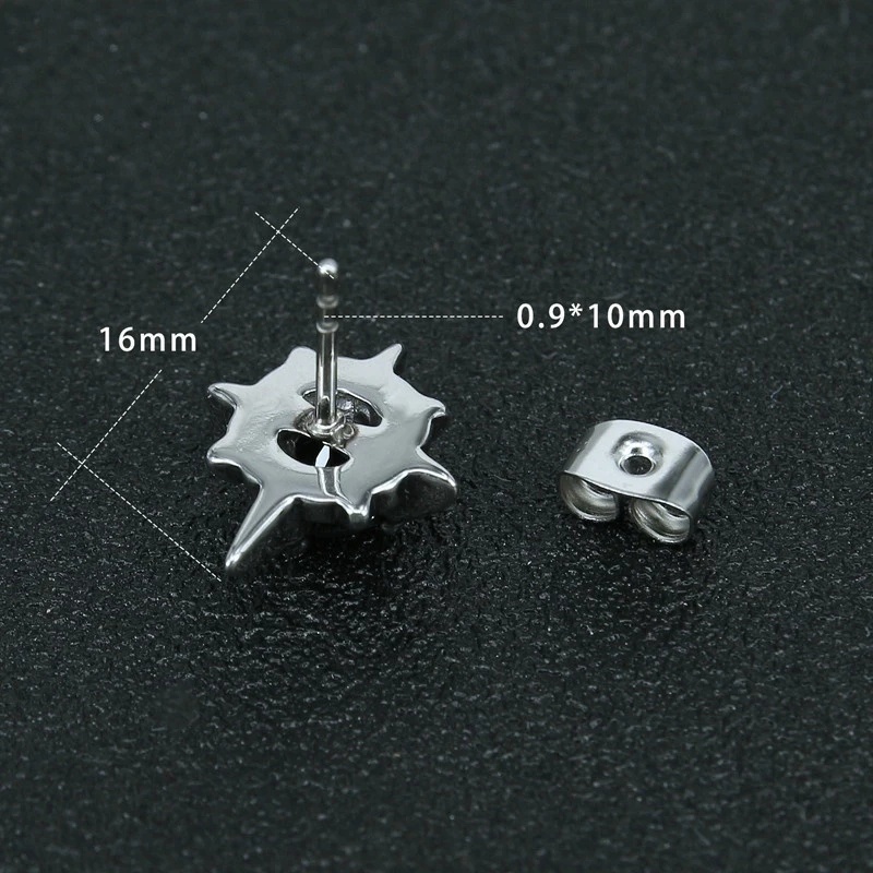 1 Đôi Bông Tai Ngôi Sao Năm Cánh Đính Đá Zircon Màu Đen / Bạc Phong Cách Punk Hip Hop Cho Nam Và Nữ