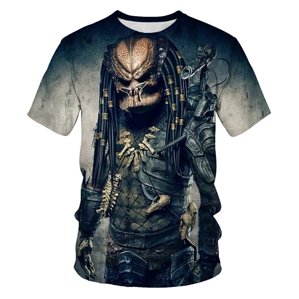 Áo thun tay ngắn cổ tròn in họa tiết Predator 3D thời trang phong cách đường phố cho nam và nữ