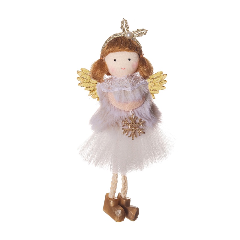 Plush Headband Angel Pendant Girl Ornaments Christmas Tree Accessories Cartoon Lovely Doll Decor Holiday Home Party Decoration