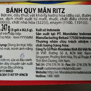 Bánh quy mặn Ritz Crackers 247g (3 gói x 82,5g)