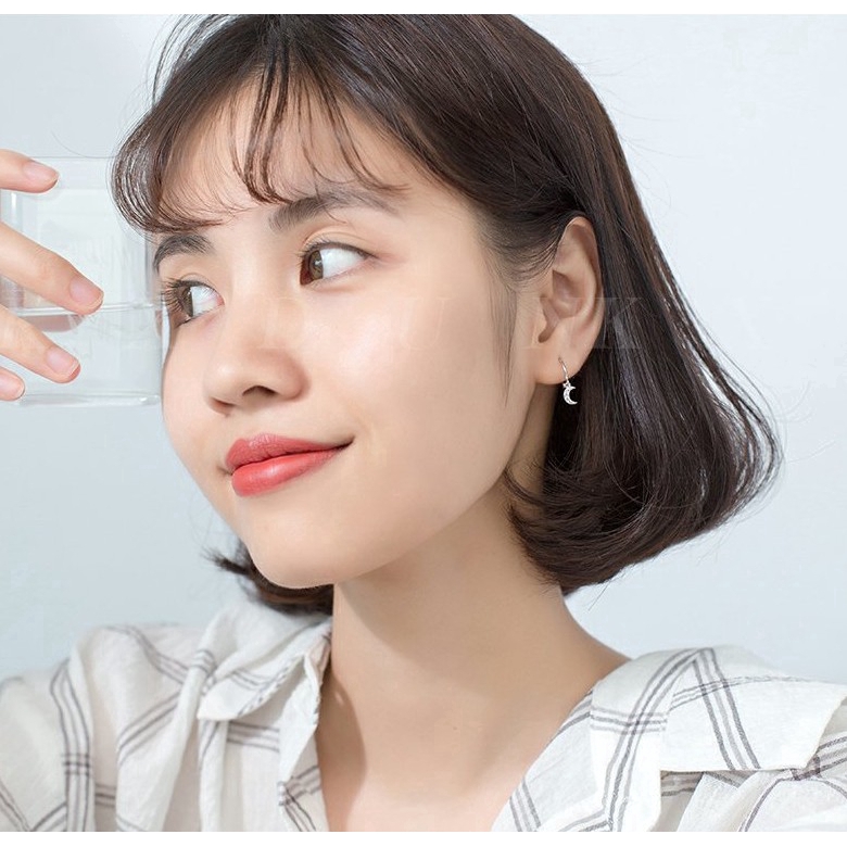 1 Pair Shinny Gold Silver Crystal Star Moon Women  Earrings/ Geometric Dangle Earrings Asymmetric Earrings of Star and Moon