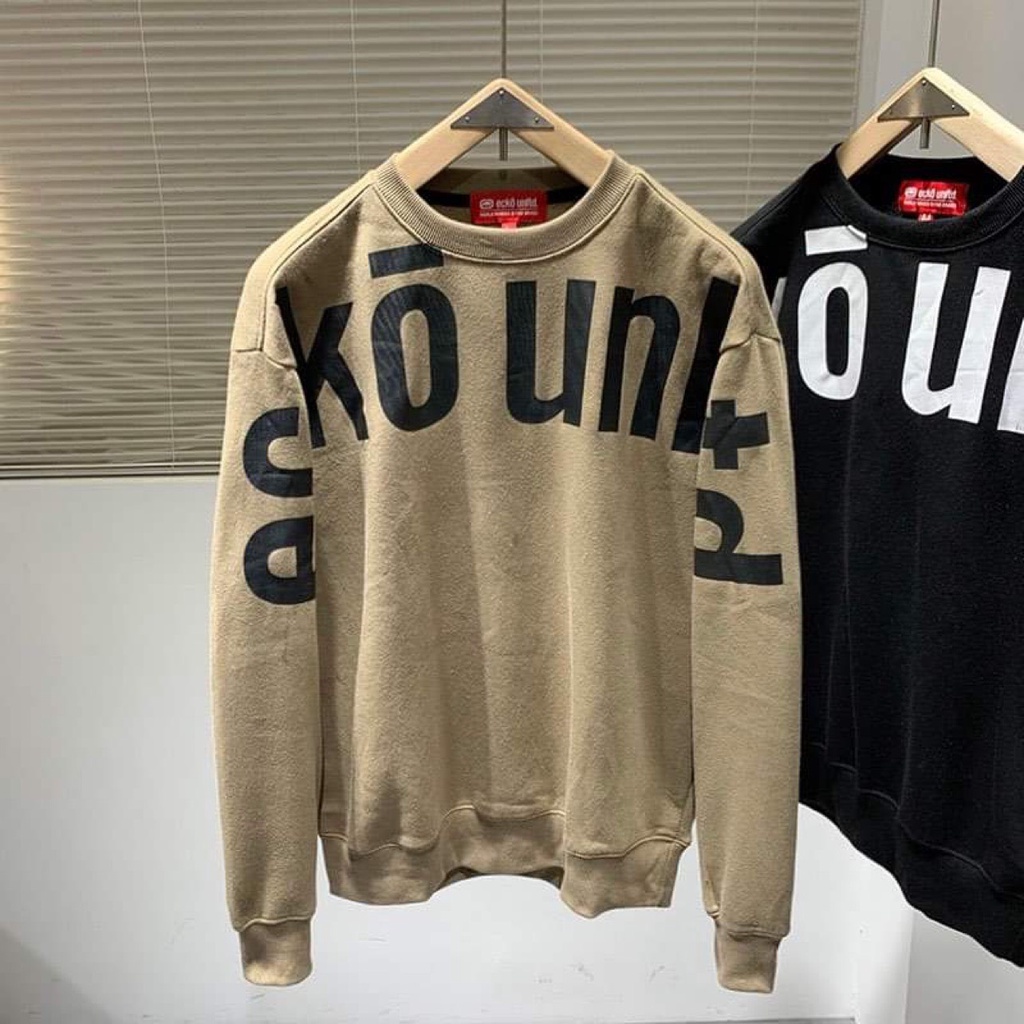 B-tb-Áo thun dài tay ECKO OverTEXTShoulder-Đen/BE