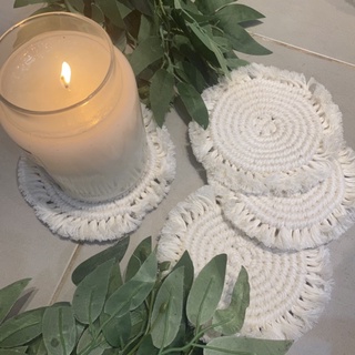 lót ly macrame trắng