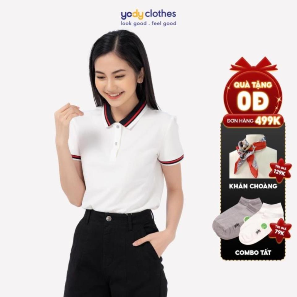 12.12 Áo thun polo nữ YODY mắt chim ngắn tay cổ bẻ phối bo vải thoáng mát hút ấm tốt APN3706 i 2022 * 2022 [