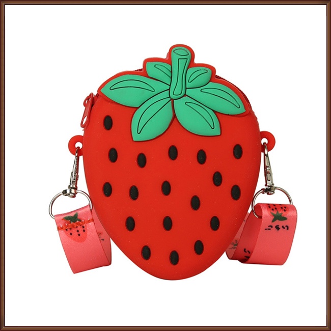 Túi Đeo Chéo Bằng Silicon Họa Tiết Trái Cây Hoạt Hình Dễ Thương Cho Bé