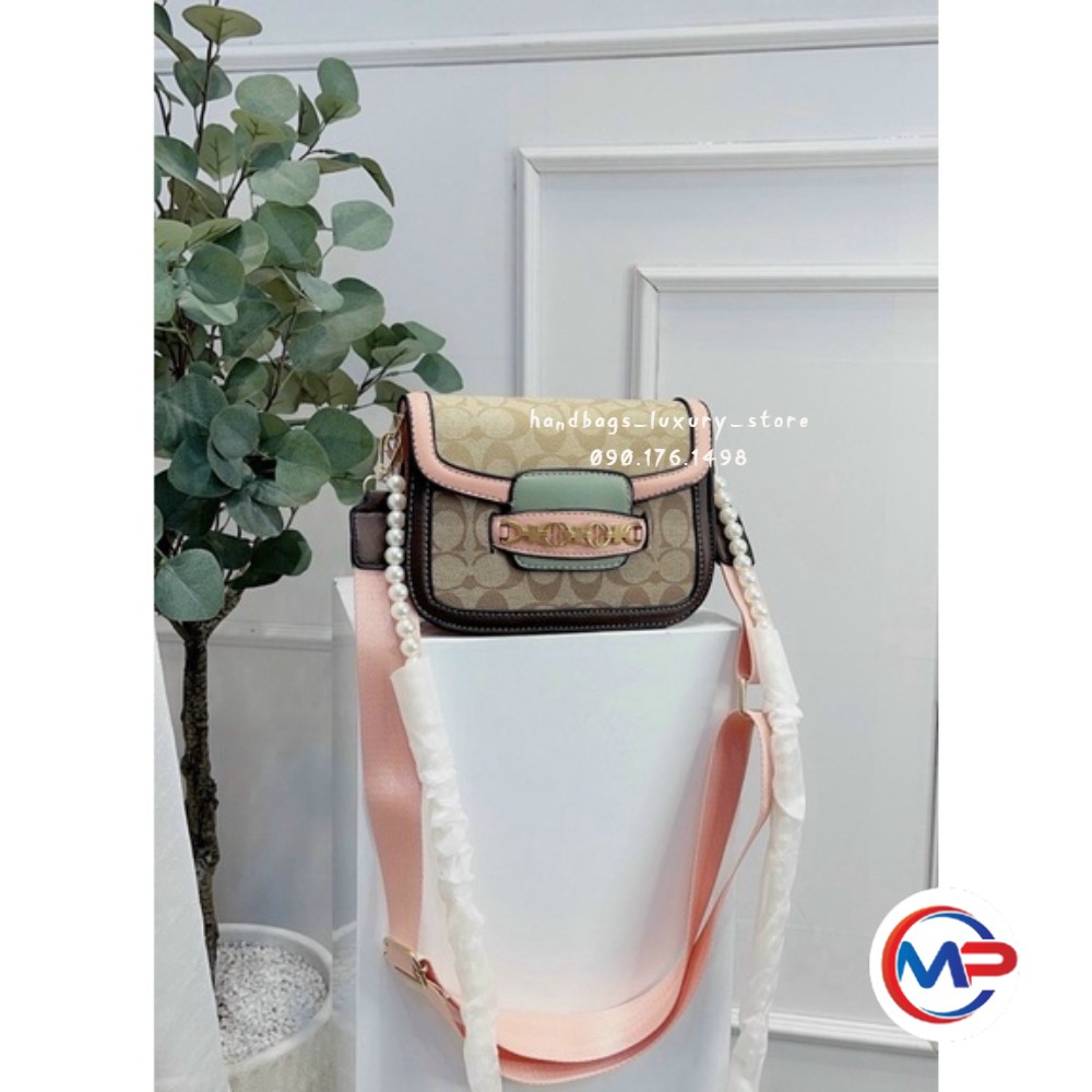 SALE túi xách nữ đeo chéo in họa tiết dây bản to kèm dây ngọc sang chảnh SHOP LUXURY