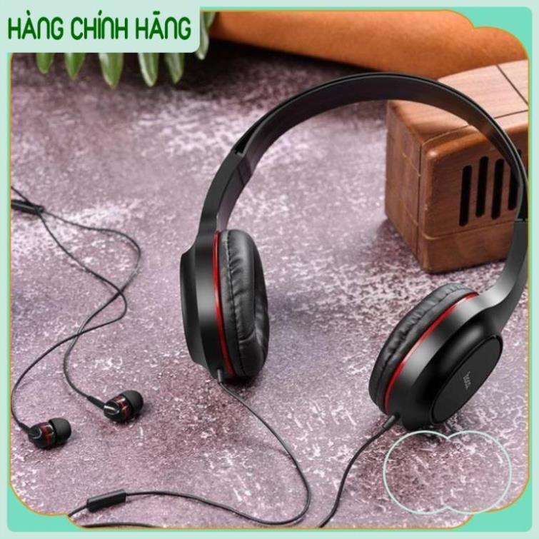 Tai nghe chụp tai W24 Hoco, Loa Cho laptop pc headphone có dây 3.5 tặng kèm tai nghe nhét tai BH 6 Tháng