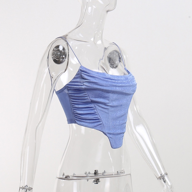 Áo Tank Top Màu Trơn Xếp Ly Gợi Cảm