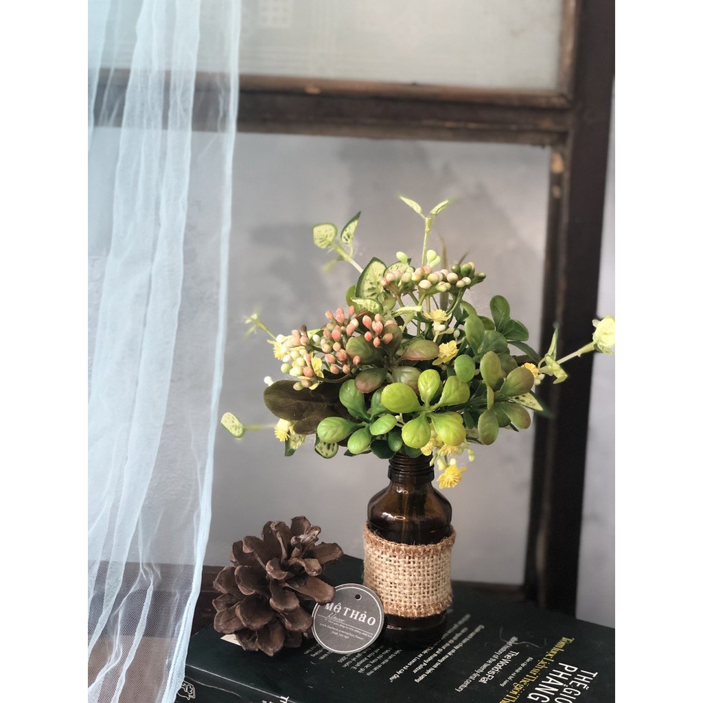 (Ảnh shop chụp) Bình Hoa Tái Chế Giả Chất Liệu Lụa Cao Cấp Trang Trí Nhà Cửa Của Mê Thảo Flower