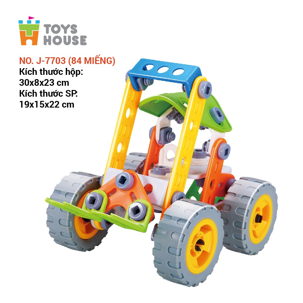 Đồ chơi phát triển kỹ năng Stem - Build&amp;Play - lắp ghép mô hình xe nâng 84 chi tiết Toyshouse J-7703