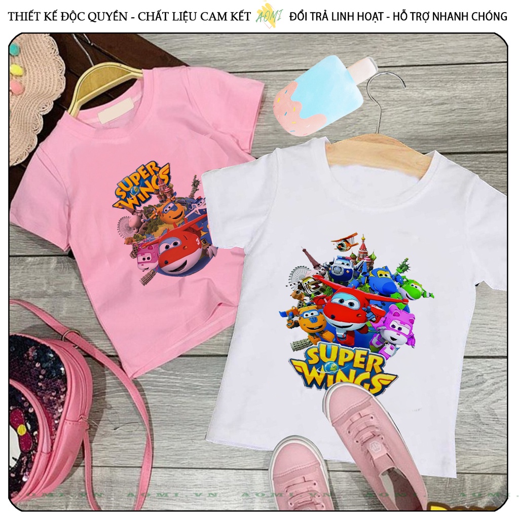ÁO THUN đội bay supper wing UNISEX PHÔNG TRẮNG TAY NGẮN NAM NỮ GIA ĐÌNH CẶP ĐÔI SIZE TRẺ EM BÉ TRAI GÁI AOMIVN