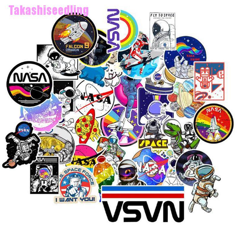 Bộ 50 Miếng Dán Chống Thấm Nước Họa Tiết Phi Hành Gia Hoạt Hình