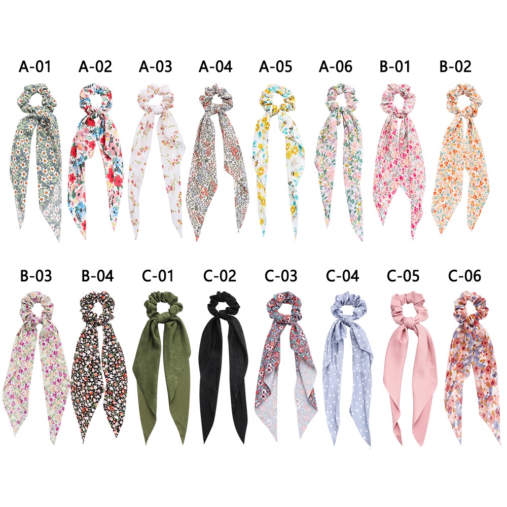 Dây cột tóc phối ruy băng thắt nơ dài in họa tiết hoa phong cách du mục thời trang cho nữ