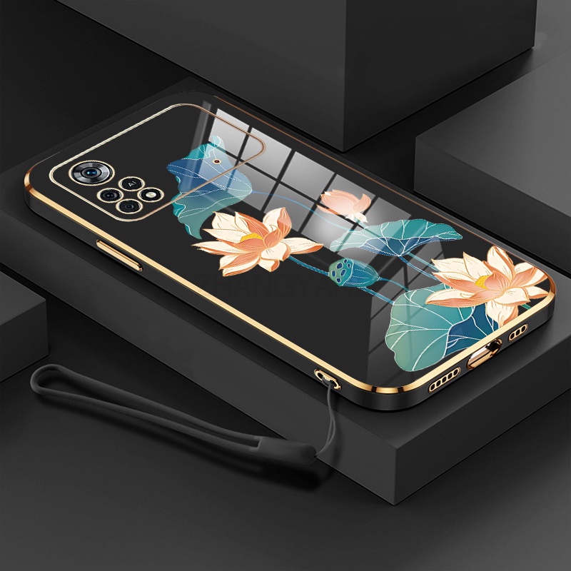 ốp lưng poco m4 pro 4g poco x4 pro 5g ốp điện thoại poco m4 pro 4g poco x4 pro 5g Ốp Điện Thoại TPU Dẻo Mạ Màu Họa Tiết Hoa Sen Sang Trọng