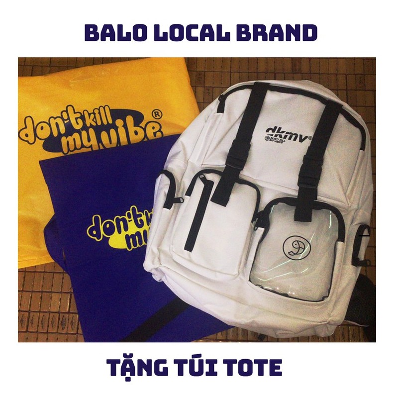 Balo nữ đi học ulzzang nhiều ngăn, balo local brand chính hãng, ba lô unisex D.KMV Logo Backpack Black