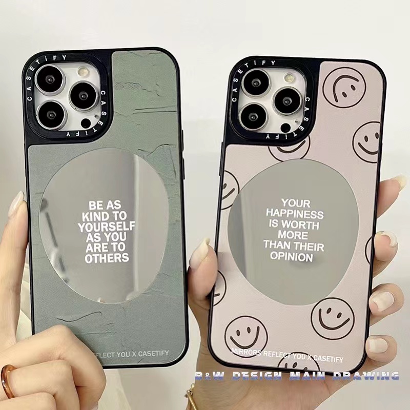 Ốp Điện Thoại Mặt Cười Tráng Gương In Chữ Tiếng Anh Cho iPhone 14 13 12 11 Pro MAX IX XS MAX XR iPhone 6 6s 7 8 Plus