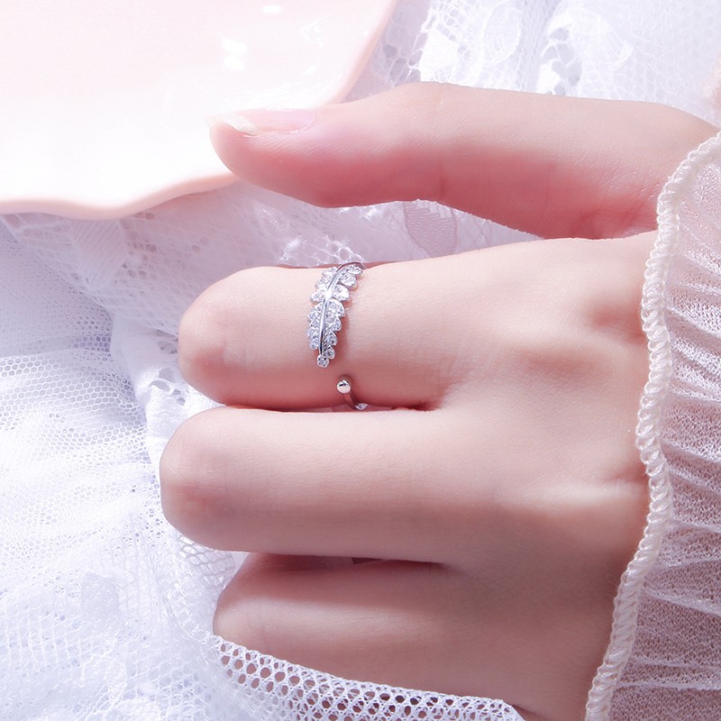 Nhẫn bạc ý DaLiA Jewelry dạng hở hình lá uốn