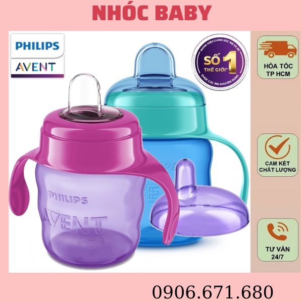Bình nước Avent Cốc tập uống Philips Avent 200ml Chống Tràn và Chống Sặc Dạng Đầu Mút - 1 Đổi 1 Nếu Lỗi NSX