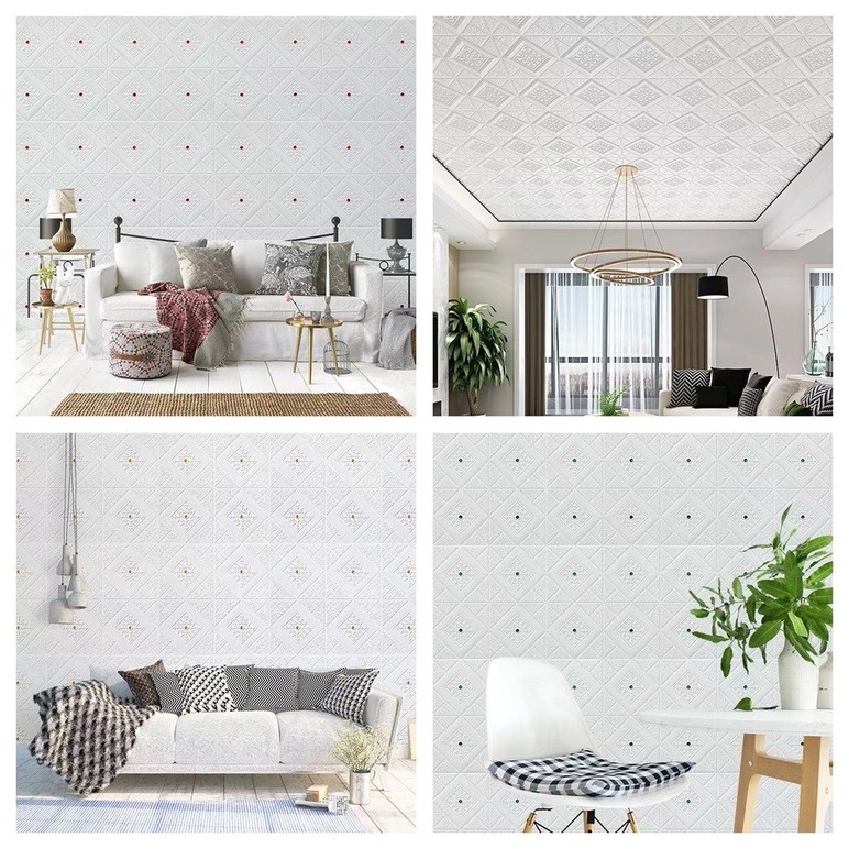1 Miếng Dán Trang Trí Trần Nhà Bằng Xốp 3D Chống Thấm Nước DIY 2022