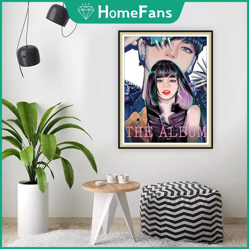 Bộ Tranh Đính Đá 5D Tự Làm 40x50cm Hình Nhóm Blackpink Hàn Quốc Xinh Xắn Kèm Phụ Kiện