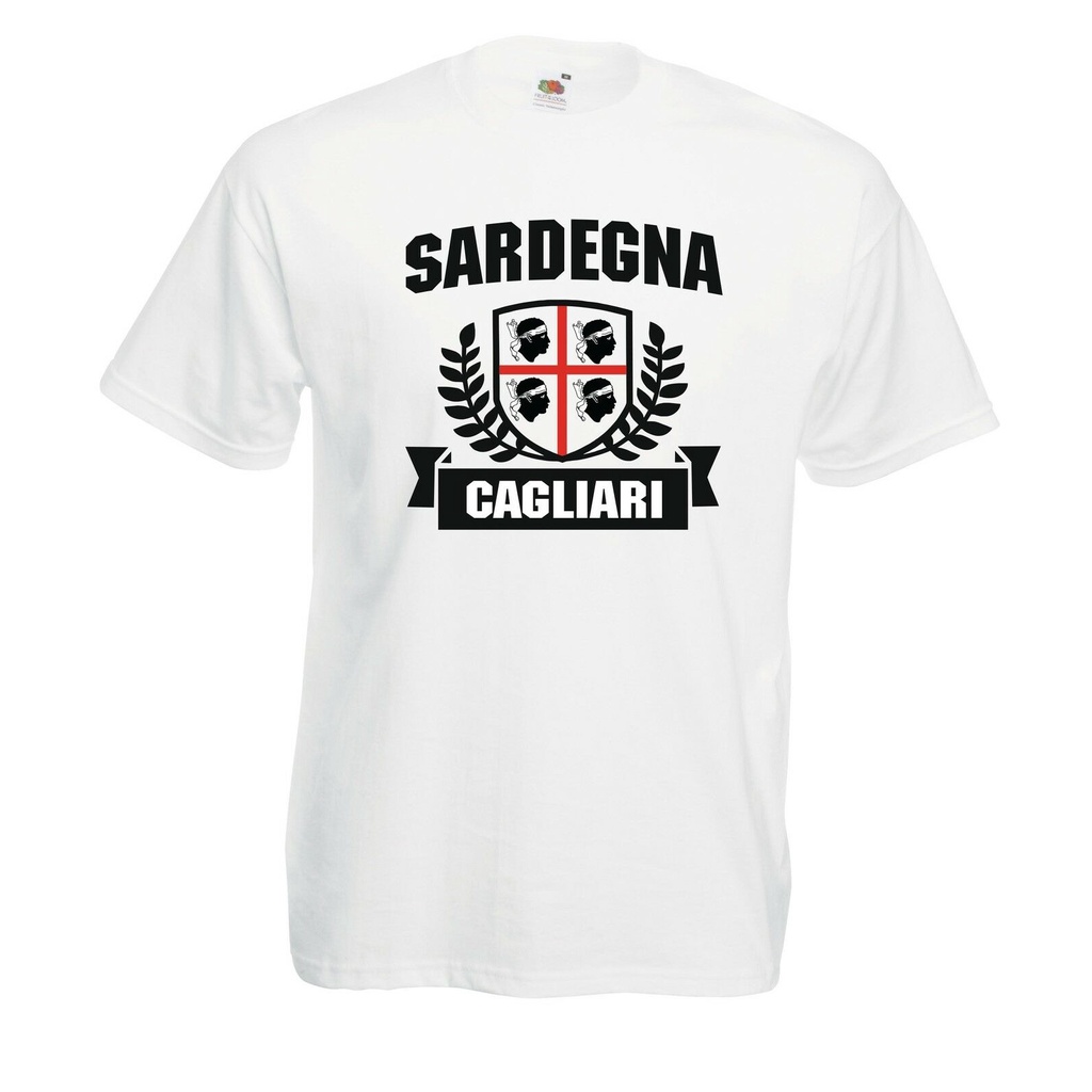 Áo thun mềm cổ tròn in hình lá cờ Sardinia Cagliari City cho nam