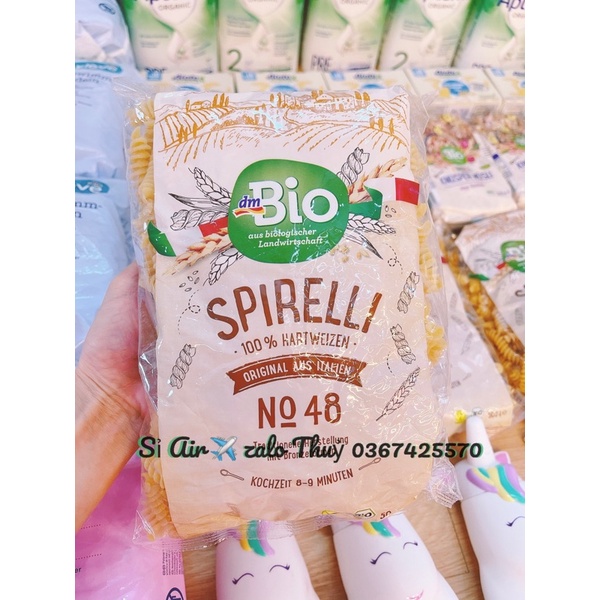 (Date 2025) Nui xoắn hữu cơ Bio Dm Spirelli 500g