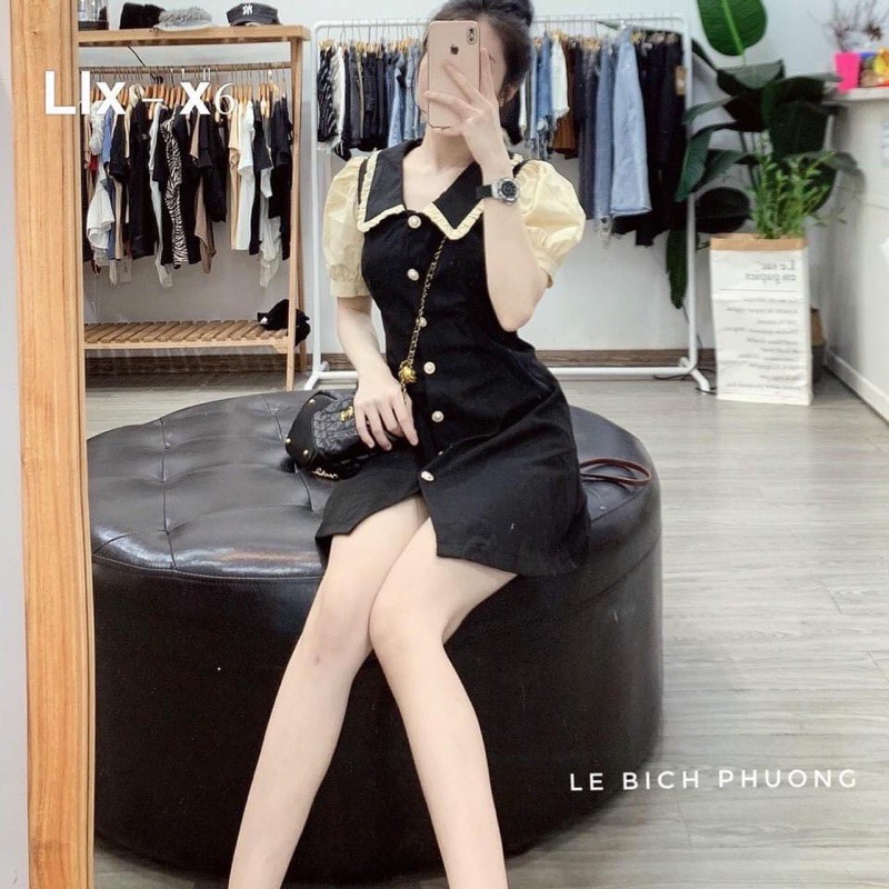 [Hàng Đẹp] Váy Cổ Sen Khuy Ngọc 3 Màu, Đầm Nữ Dáng Suông Tay Cộc Siêu Xinh Có Ảnh Thật Kèm Video | BigBuy360 - bigbuy360.vn