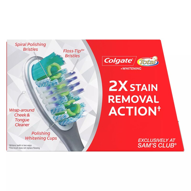 Bàn chải răng Colgate Total + Whitening - Medium, vỉ 8 cái