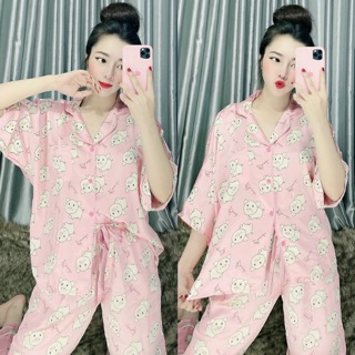 Đồ bộ Satin Cánh dơi Quần Dài ( có ảnh thật)