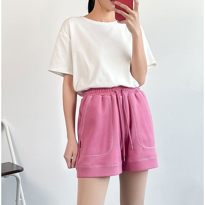 Quần sooc unisex CHỈ NỔI cạp chun freesize - Quần short unisex chất thun co giãn phù hợp đi tập