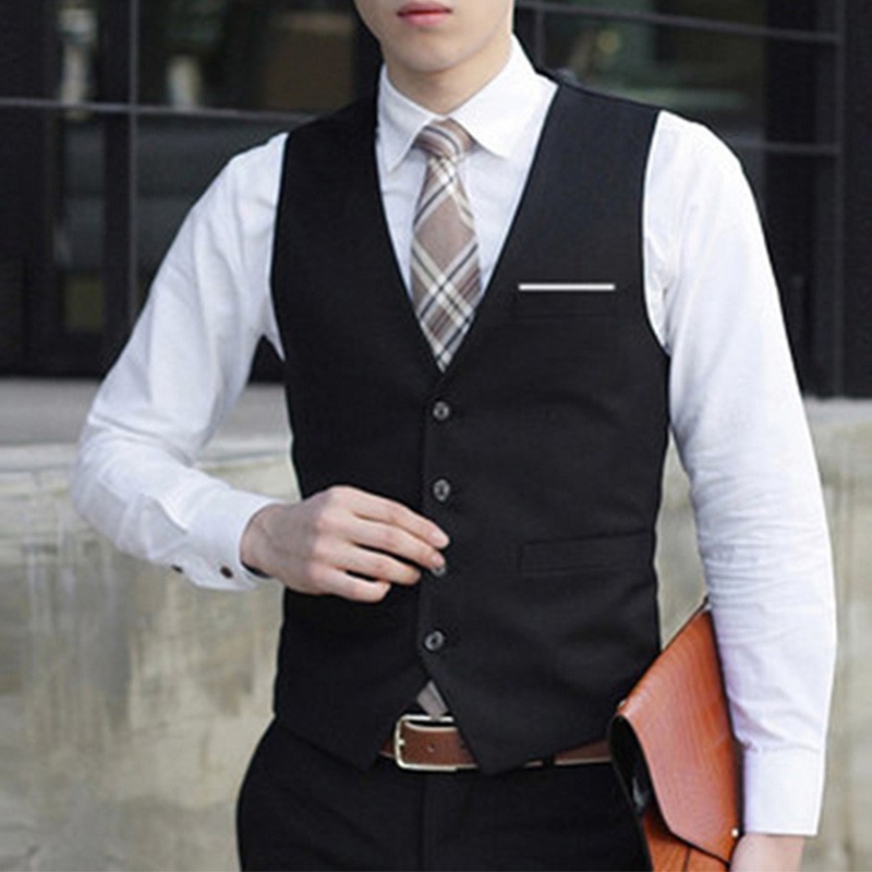 Waistcoat Coat Suit Tuxedo Casual Blazer Vest Slim Wedding Cotton Blends Mens