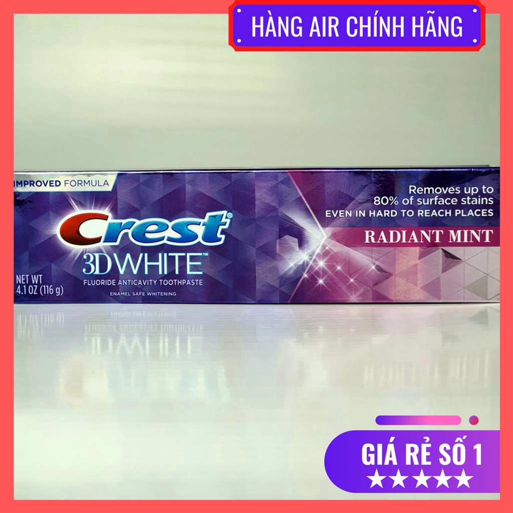 [100% Mỹ] Kem Đánh Răng Crest 3D Radiant Mint 116gr An Toàn Thơm Miệng Date Hơn 2022 - Phước Hàng Chuẩn