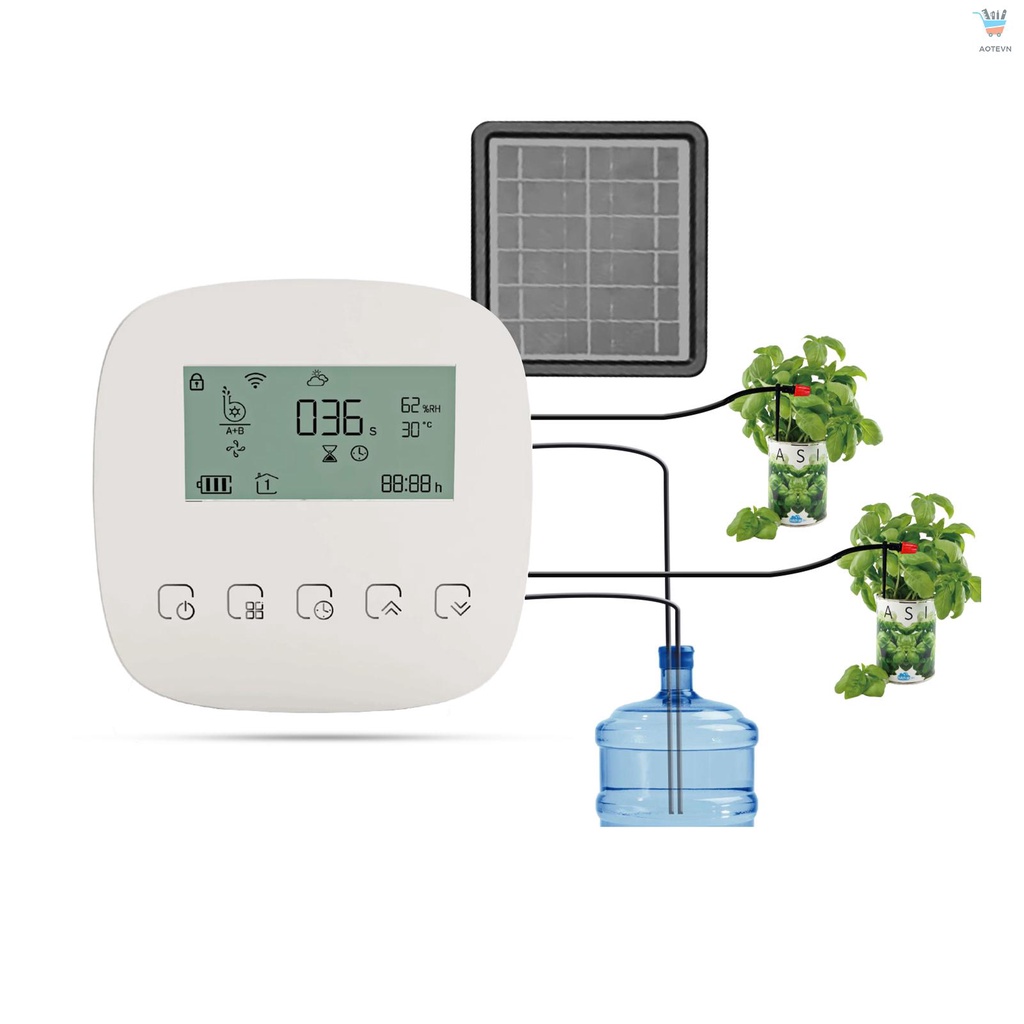 Hệ Thống Bơm Nước Tưới Cây Tự Động Thông Minh Kết Nối WiFi / Giọng Nói / Điều Khiển Bằng Tay Có Pin Năng Lượng Mặt Trời / Sạc USB