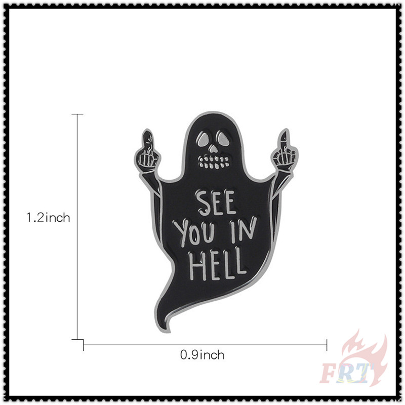 ★ Black Ghost：See You in Hell Brooches ★ 1Pc Punk Fashion Doodle Enamel Pins Backpack Button Badge Brooch
